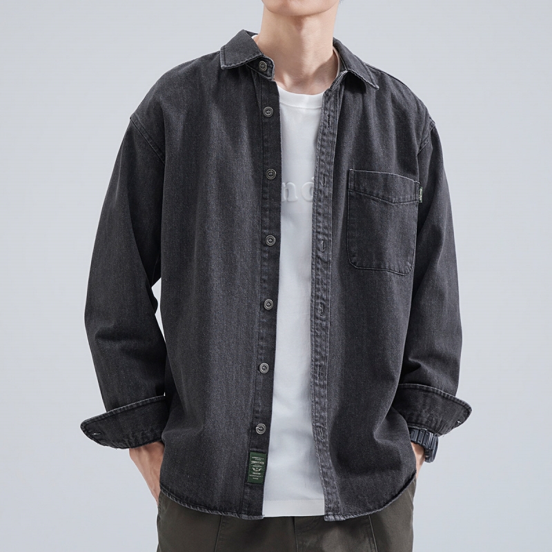 데님 셔츠 남성용 긴팔 2025 봄 가을 일본 레트로  - Winter Clothing Pk 리뷰 및 가격