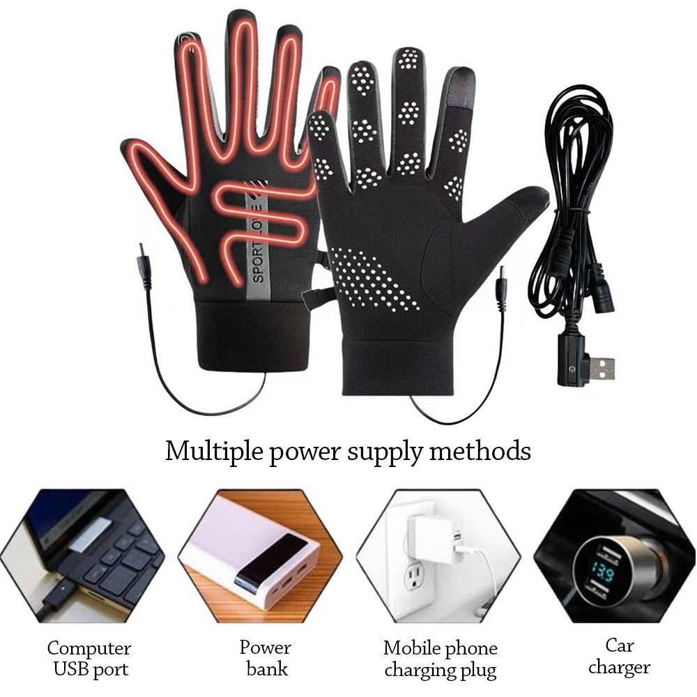 창의적인 겨울용 USB 발열 장갑 조절 가능한 방수 충 - Heated Gloves Electric 리뷰 및 가격
